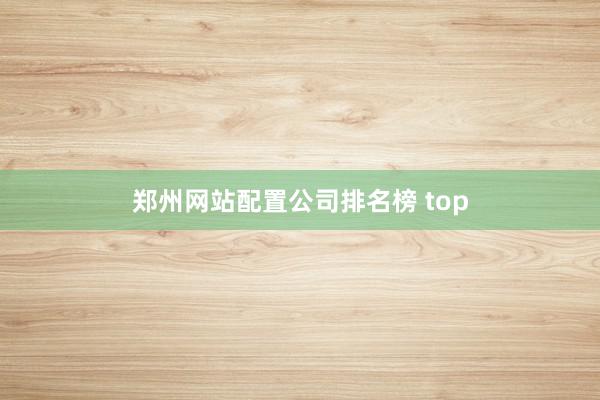郑州网站配置公司排名榜 top